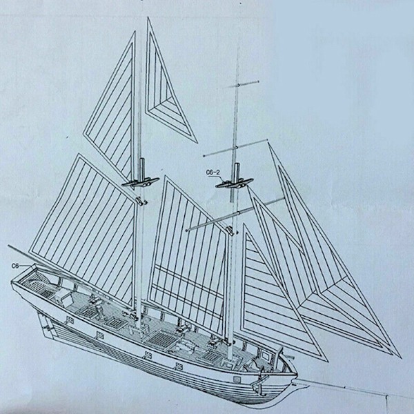 1:100 Halcon træ sejlbåd Model DIY Kit Skibssamling De yellow 1pc