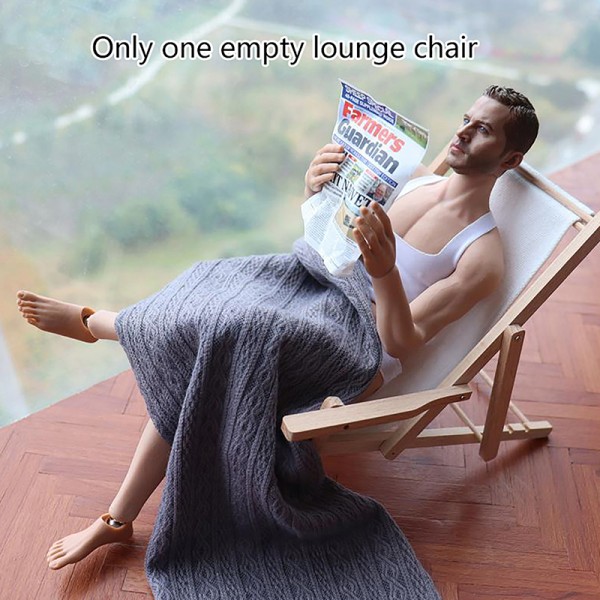 1:6 Dukkehus Mini Stol Foldbar Deck Lounge Chair Strandstol A one size