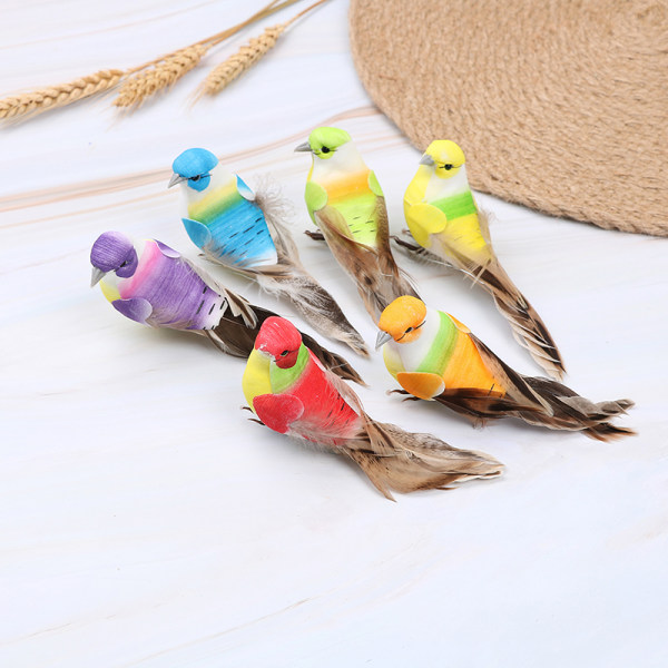 1 stk kunstig fjær fugler reir dekorative mini svaler hjem Multicolor onesize