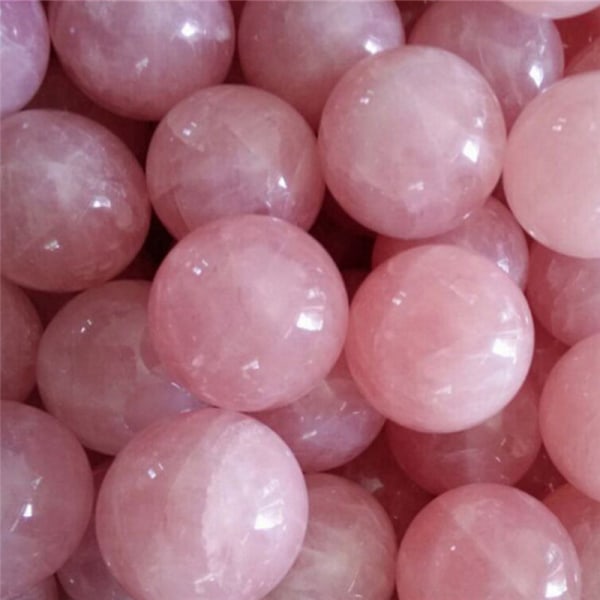 2stk Healing Crystal Natural Pink Rose Quartz Gemstone Ball Div Pink 2pcs