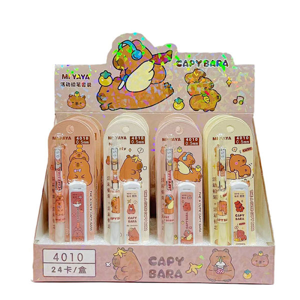 Cartoon Kawaii Capybara mekanisk blyantsæt dejlig skole fri One Size
