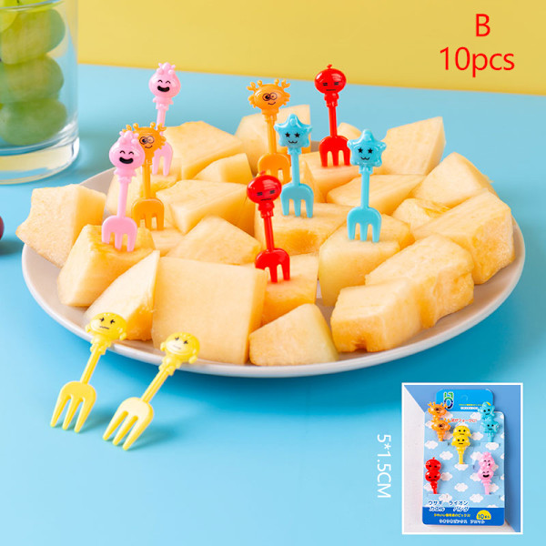 Tegneserie Frugtgaffelsæt Twisted Party Buffet Dessert Cocktail S B 10pcs