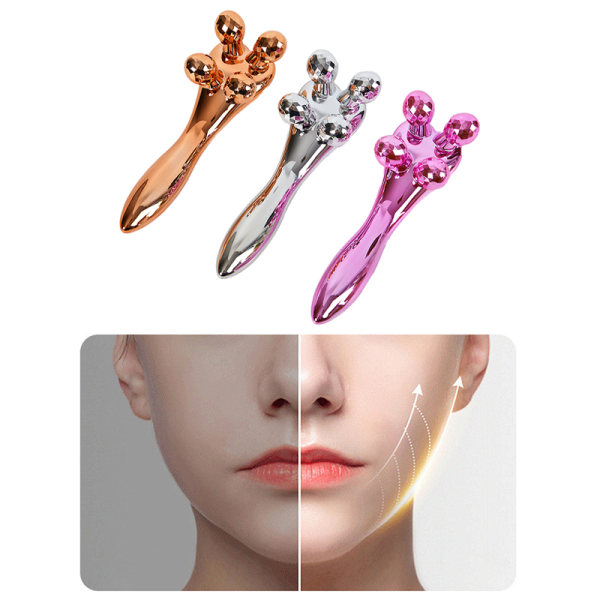 4D Facial Body V Roller Massager Face Lifting Tool Body Shaping Silver onesize