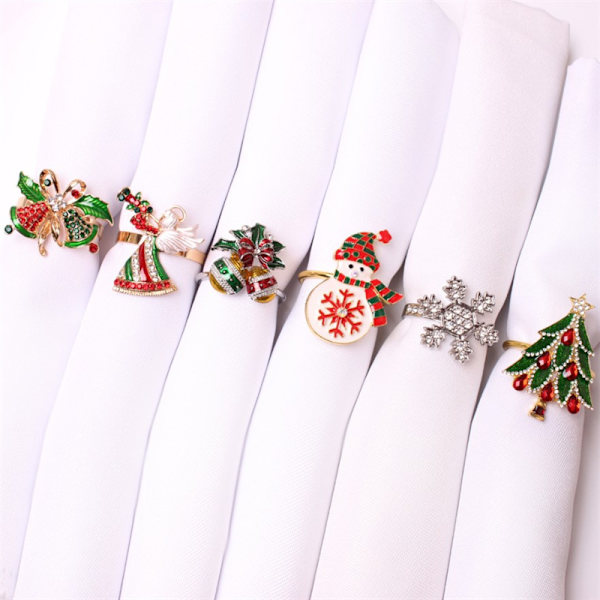 6stkJuleserviettringholdere Julebord Dekorasjon til hom Multicolor 6pcs