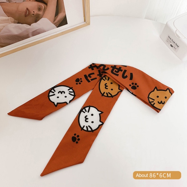 Nytt mode sidenscarf hårband Long Ribbon Bow n Printing Hai A5 one size