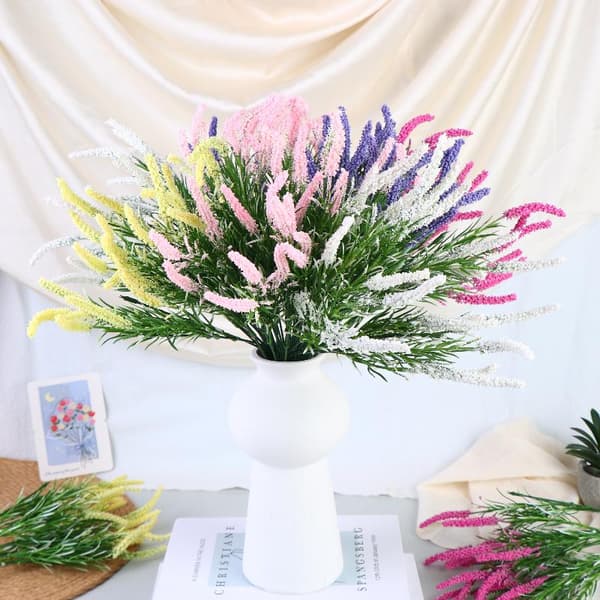 2 stk. kunstig lavendel hvede buket blomst til hjemmebryllup White