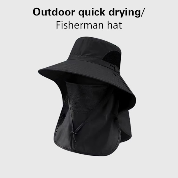Mode Sommar Solhatt UV-Skydd Utomhus Andningsbar Avtagbar black
