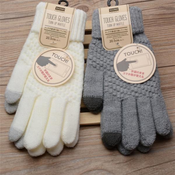 strikket Vinter Varm Uld Handsker Touch Handsker Mand Kvinder Vinter Grey One Size