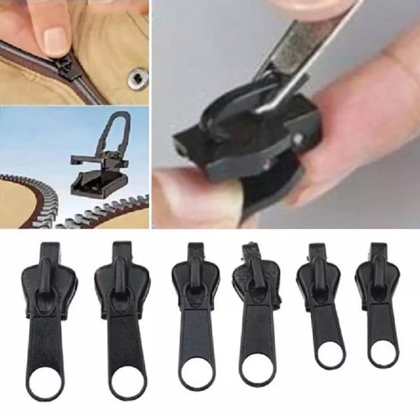 6Pack Instant Fix Zipper Repair Kit Replacement Zip Slider DIY A one size