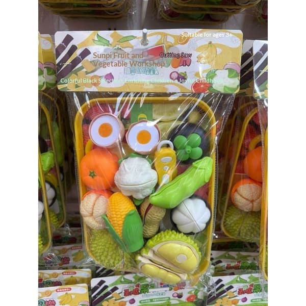 1 set barn grönsaksfrukt skärleksakssats plastlek kök P A2