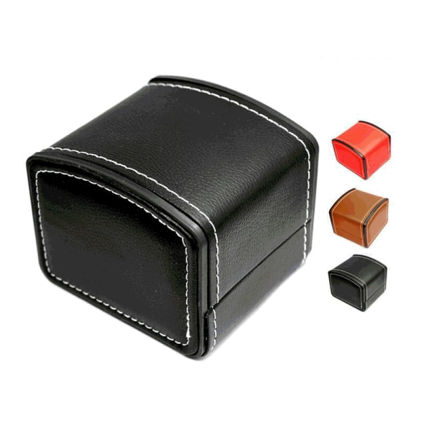 Bærbar klokkeboks PU-skinnurkasse Organizer Oppbevaringsholder Black one size