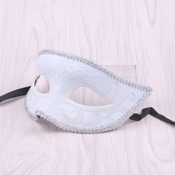 Maskerade masker til par venetiansk kvinde blonder mænd PP Cosplay Silver ONESIZE