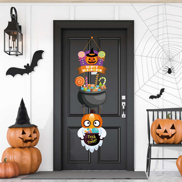 2023 Halloween Party Decoration Pumpkin Bat Door Hanging Hallow B ONESIZE
