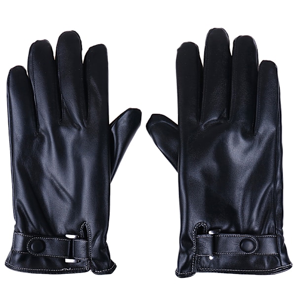 Vinterläderhandskar Hel Finger Motorcykelkörning Varm Touch Black one size