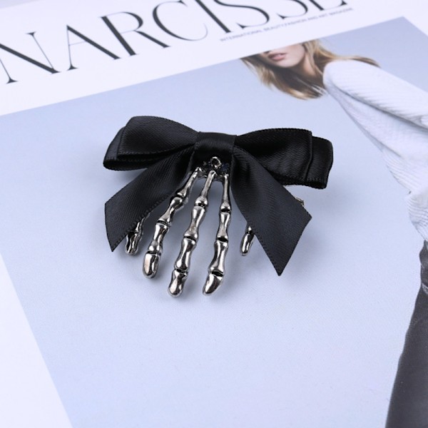 Halloween Sløjfe Kranie Klip Skelet Spøgelse Hånd Knogle Hårnål Vinta Black