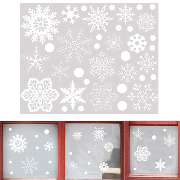 Jul 37st Glitter Snowflake Clings Fönsterfilm Glas Stic White 37pc