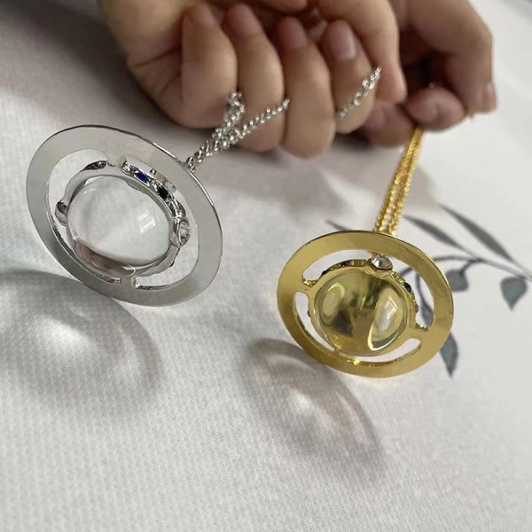 Planet Saturn Crystal Orb Halsband Örhängen Stud Smycken Wome Gold Earrings