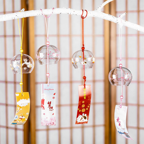 Wind Bell Sakura mönster Wind Chimes Handgjorda Glas Furin Hem A10 A10