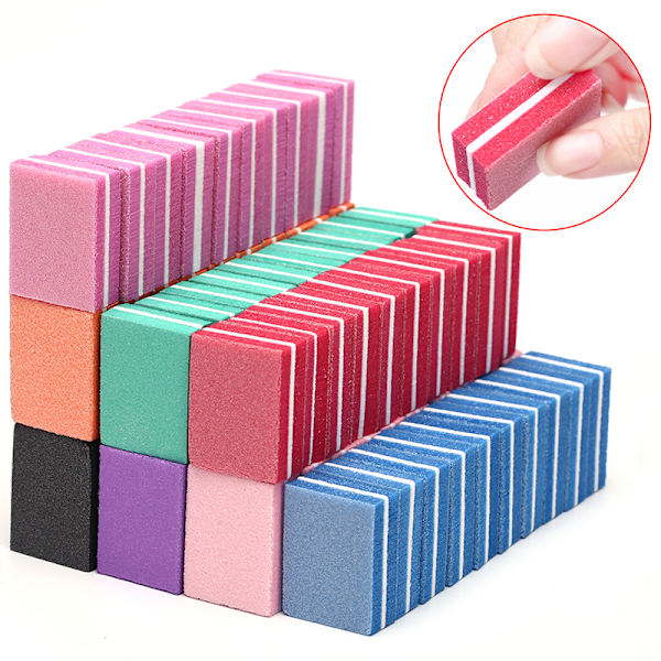 50st svamp Nagelfil Slipning Buffer Polish Nagelfil Manikur Pink one size