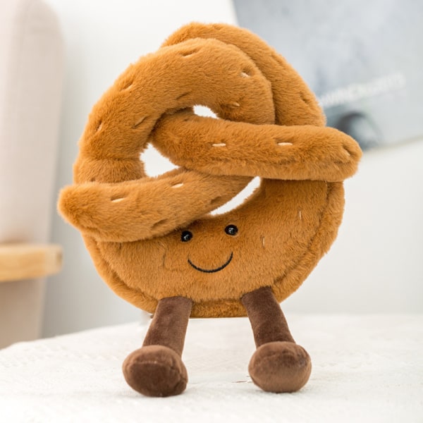 Tegneseriefigur Pretzel Crossant Toast Brød Doll Plysjleketøy Stuff Brown 18cm