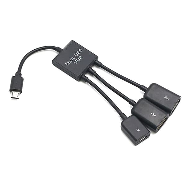 3 i 1 Micro USB Typ C HUB hane till hona dubbel USB 2.0 värd Type C