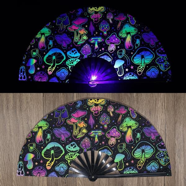 Kung Fu Fläkt UV Tryck Fluorescerande Fläkt Bambu Ben Vikbar K