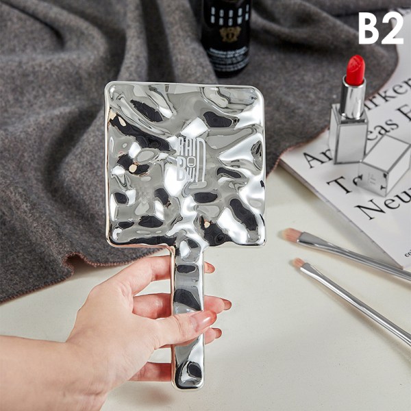 Flytende form firkantet speil Mini håndholdt skrivebordskosmetikkmerke Silver B2
