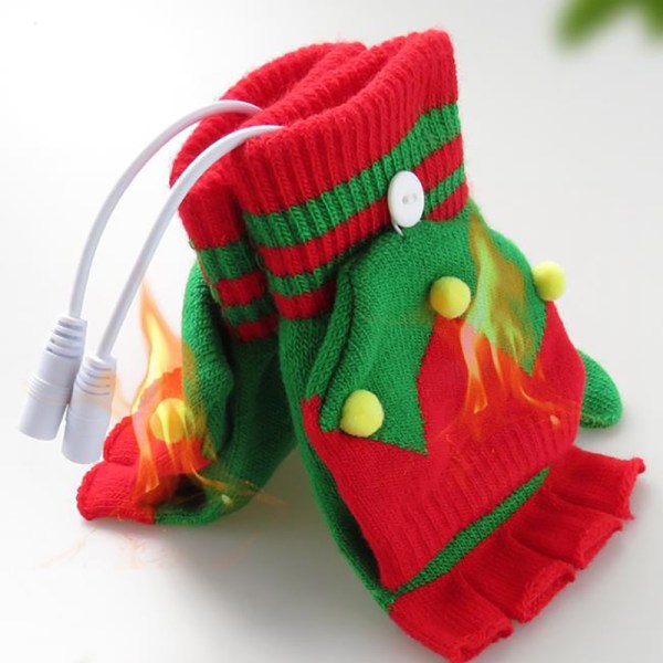 Juleelektriske opvarmede handsker Genopladelig USB-håndvarmer H E Onesize