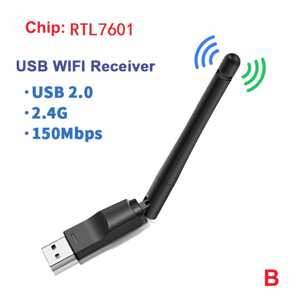 MT7601 Mini USB WiFi -sovitin 150 Mbps langaton verkkokortti RTL8 Black MT7601 Chip