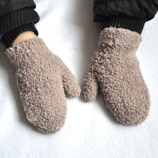 Babyvantar Vinter Plus Sammet Vantar Barn Kid Korall Fleece Khaki