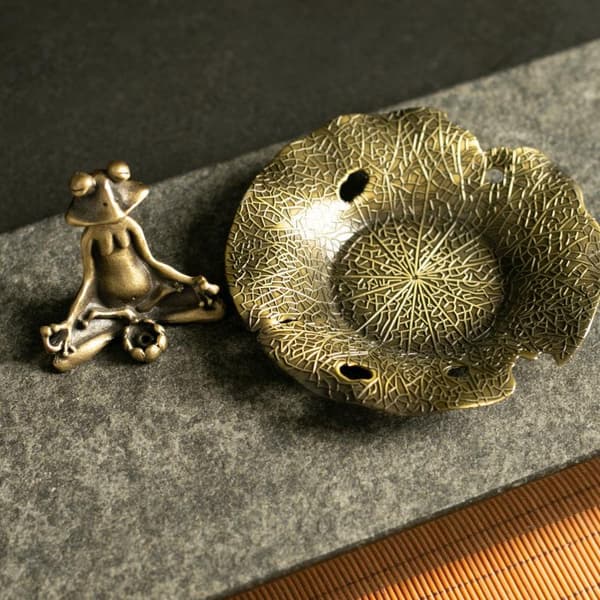 1 stk. Vintage Zen Frø Røgelsesholder Legering Røgelsespind Brænder A2