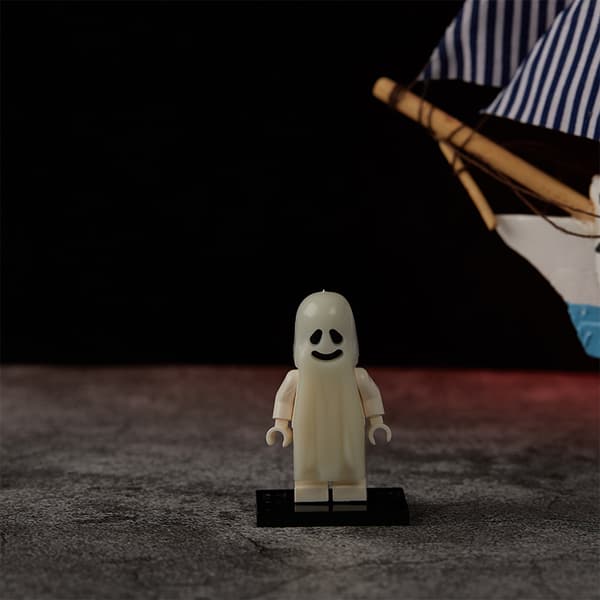 Halloween-seriens byggstenar Lysande leende spöke modell A B