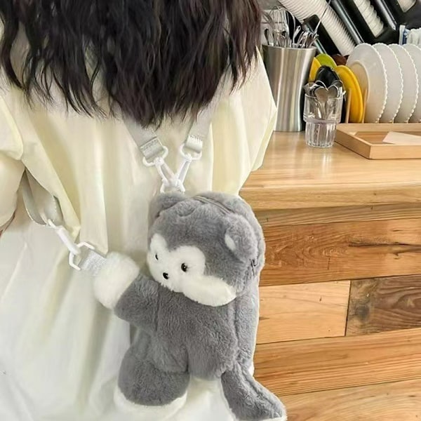 Plush Katt Axelväska Mjuk Valp Axelväska Pingvinväska W B
