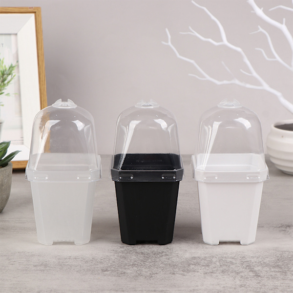 5st fyrkantig liten blomkruka med fuktkupol lings ing krukor Transparent one size