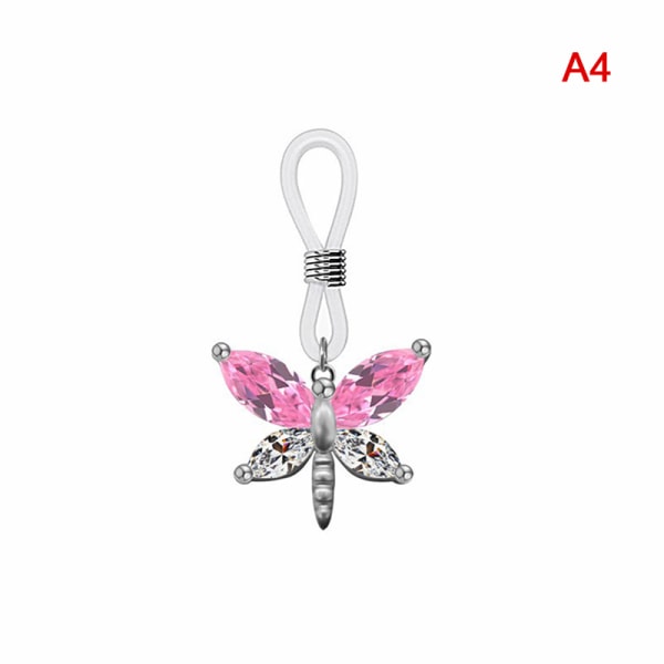 1 st Sexig tofs Crystal Butterfly hängsmycke Nippel Ring for Wom Multicolor A4