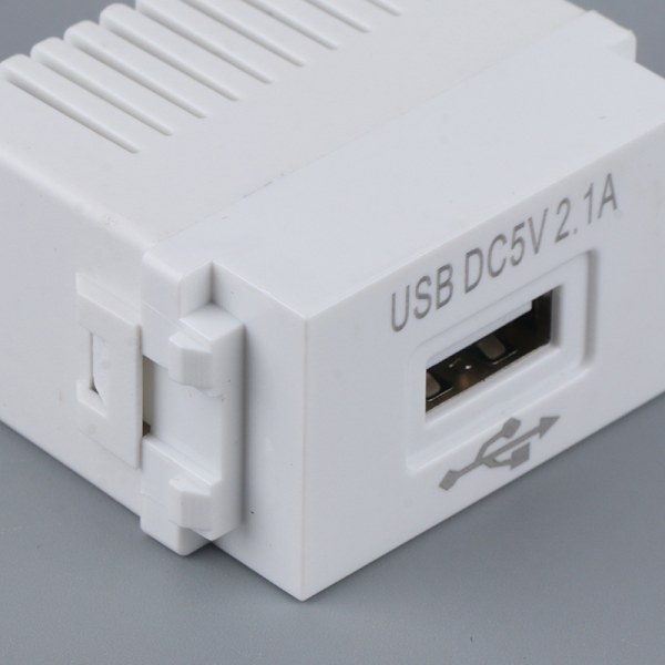 USB-strømmodul 220V 5V-transformator 2,1A USB-ladekontakt S White