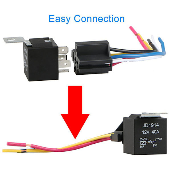 Vedenpitävä Automotive Rele 12V 5Pin 40A Autorele 12V 5Pin Wit Black 1pc