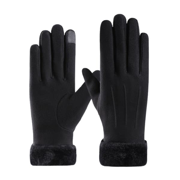Varm Mocka Handske med Sammet Foder för Höst och Vinter Black