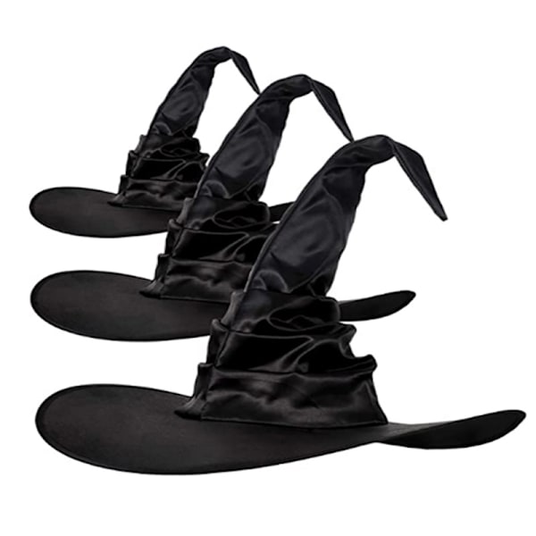 Unisex Halloween Vinklad Häxhatt Svart Fällbar Trollkarlhatt Herrar Kvinnor A