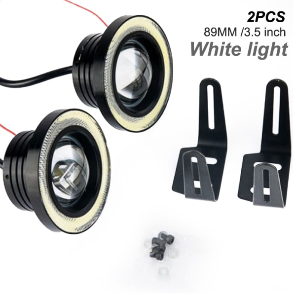 2 STK Bil Universal Angel Eyes Tågelygte COB LED Kørelys S White light  89mm/3.5in 91fa | White light | 89mm/3.5in | Fyndiq