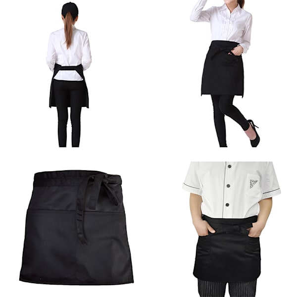 Svart Byst Servitör Kort Förkläde Kök Restaurang Flirty With Po Black one size