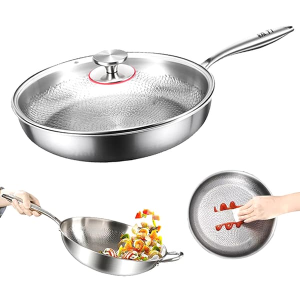 Titanium Hammered Pan Pro med lokk Titanium-panner for matlaging Du A
