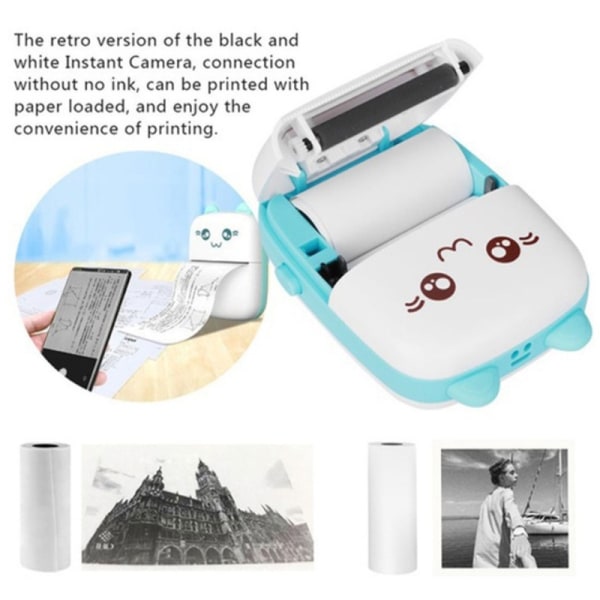 Pocket Printer Bærbar Termisk Printing hine Bluetooth Mini Pi Paper