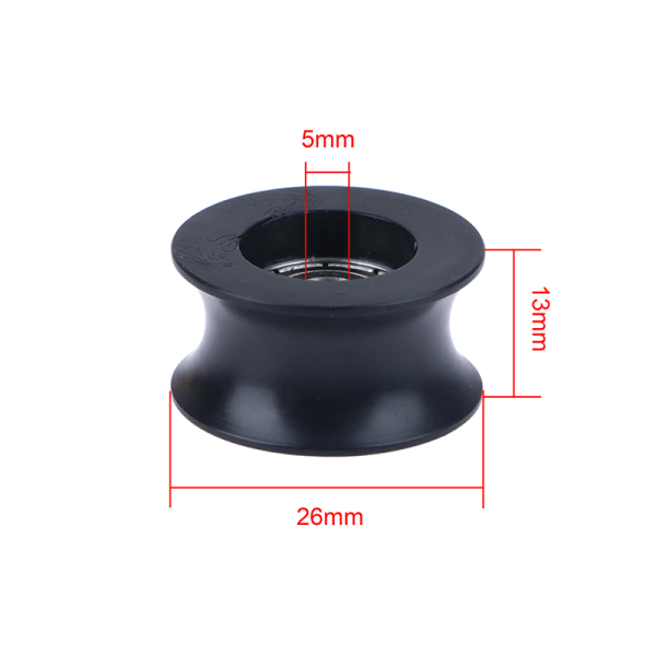 Svart 5*26*13 Lagerskive U-formet spor 14mm Diameter Tra Black onesize