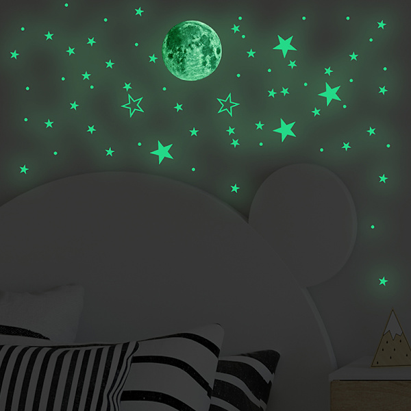 127kpl Luminous Star Moon DIY koristeellinen seinätarra Night Par A2