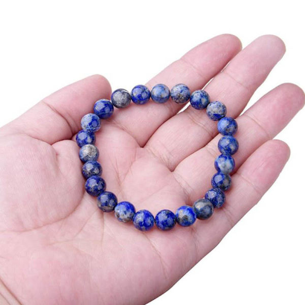 Naturlige 8 mm Lapis Lazuli Beads Armbånd Unisex Elastic Bangle Blue