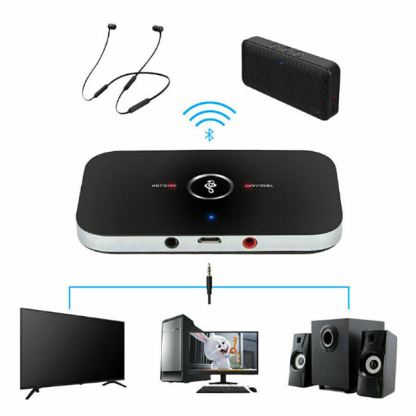 2-i-1 Bluetooth sändare och mottagare Trådlös A2DP Home TV Stere One Size