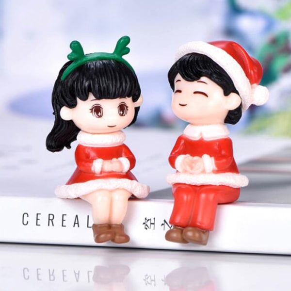 Christmas Lover Par Modell Figurine DIY Miniatyr Bonsai Xmas Green 2pcs