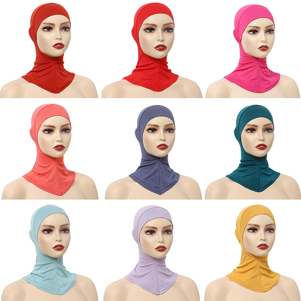 Enfärgad undersjal Hijab- cap Justerbar Stretchy Turban Ful A20 ONESIZE