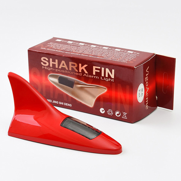 Universal LED Light Car Shark Fin Antenne med Solenergi Aut Red Onesize